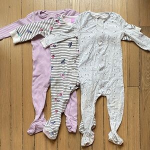Set of 3 Springtime Footie Pajamas Sz 9-12M
